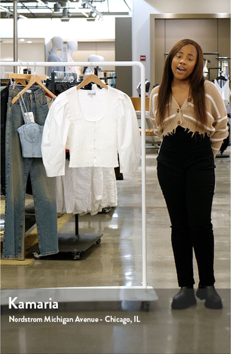 Shirred Lantern Sleeve Organic Cotton Poplin Top, sales video thumbnail