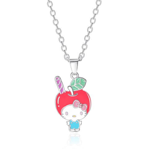 Enamel and Pink Cyrstal Café 3D Apple Head Pendant