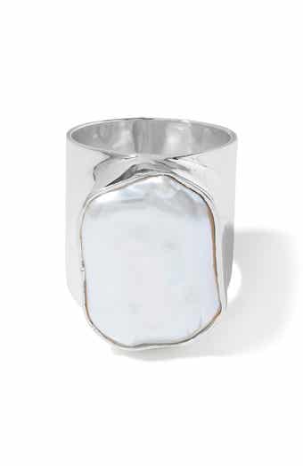Cultured Pearl Silvertone Statement Ring