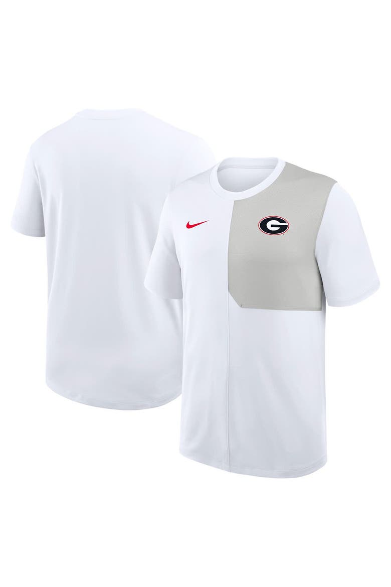 Men's Nike White Georgia Bulldogs 2025 Sideline UV Performance Coach T-Shirt, Main, color, White