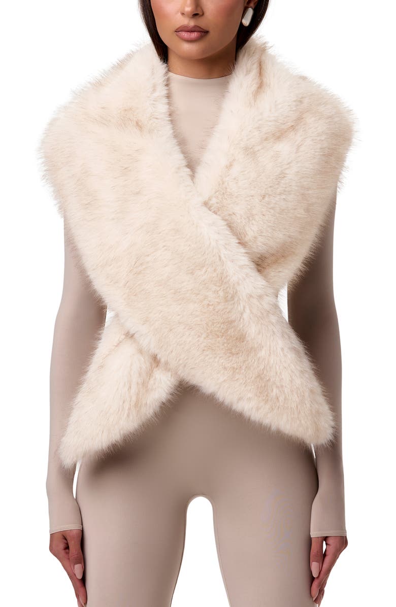 Naked Wardrobe Faux Fur Scarf, Main, color, Cream