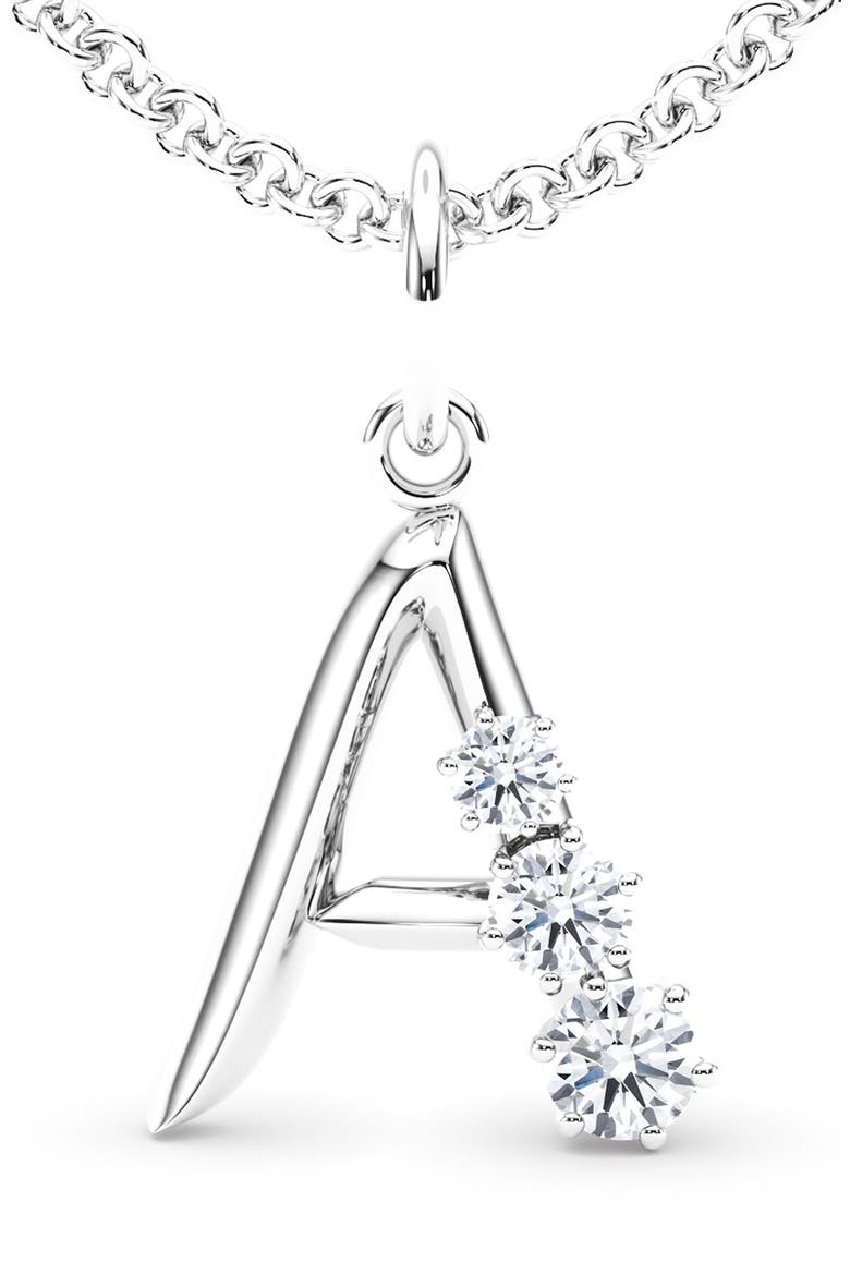 Graduated Lab Created Diamond Initial Letter Pendant Necklace, Alternate, color, A - 18K WHITE GOLD
