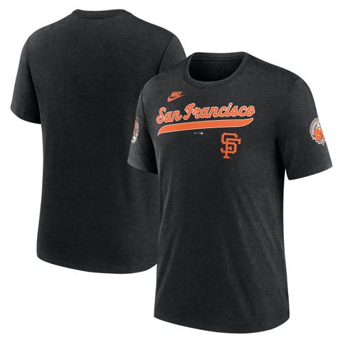 Nike Heather Black San Francisco Giants Cooperstown Collection Eras Tri-blend T-shirt
