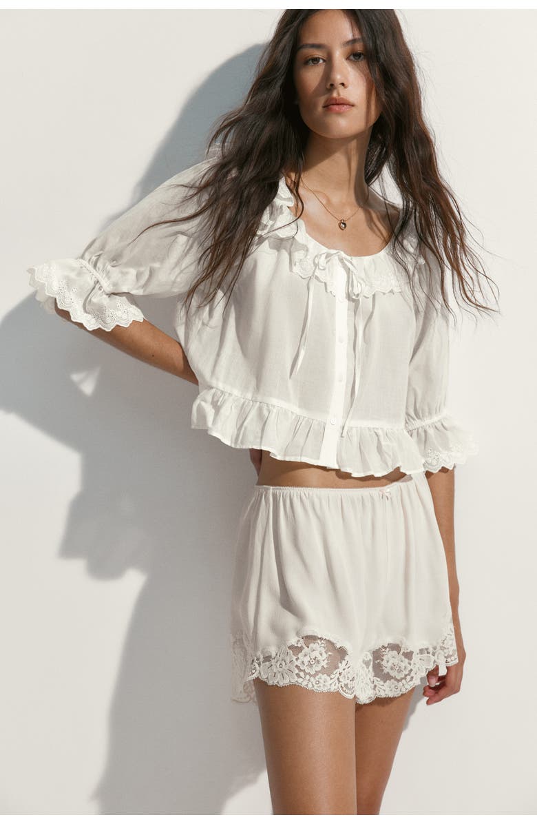 H&M Cotton blouse with eyelet embroidery, Main, color, Cream