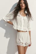 H&M Cotton blouse with eyelet embroidery