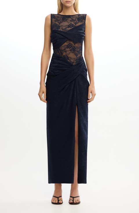 Nida Sleeveless Stretch Lace Gown