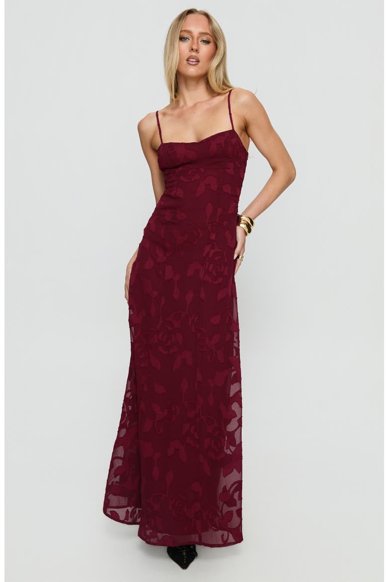 Leading Lady Floral Jacquard Gown, Alternate, color, RED FLORAL BURNOUT
