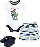 Hudson Baby Little Gent's Soft Cotton Bodysuit, Shorts & Footwear 3Pk