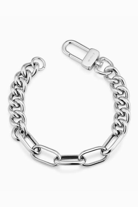 Sterling Silver Curb Clip Link Connector Clasp Bracelet