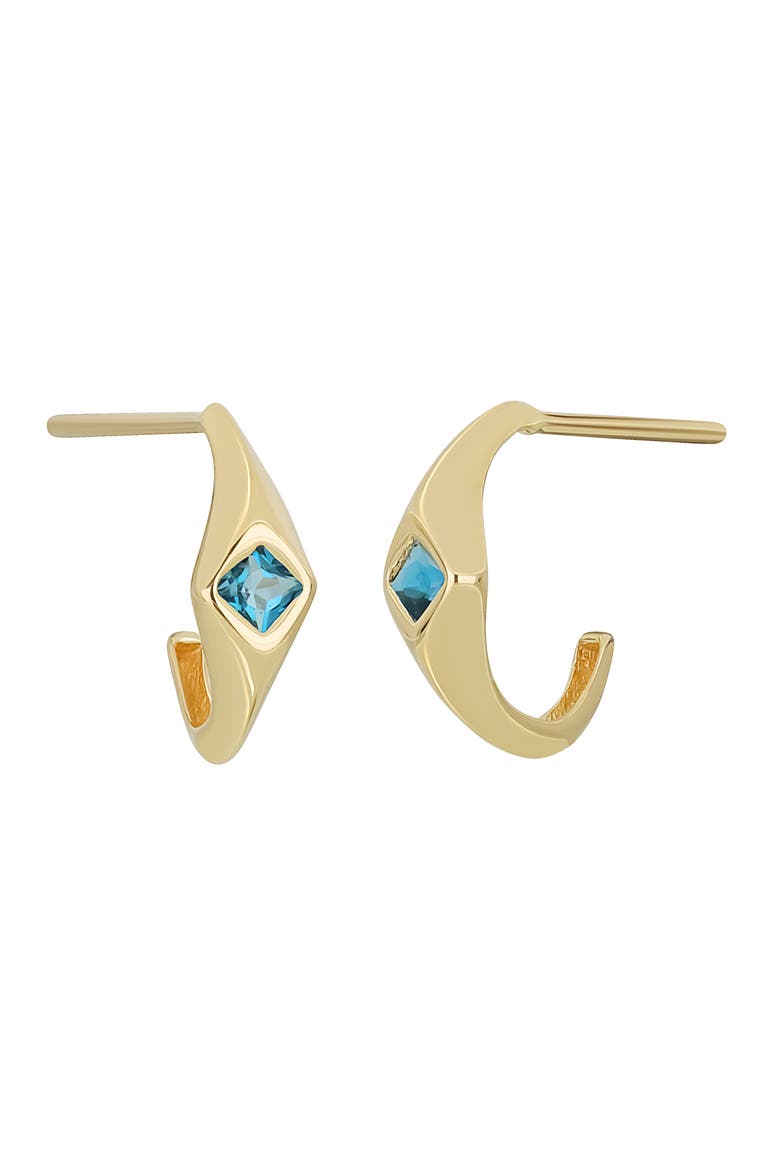 14K Gold Half Hoop Earrings, Main, color, 14K YELLOW GOLD TOPAZ