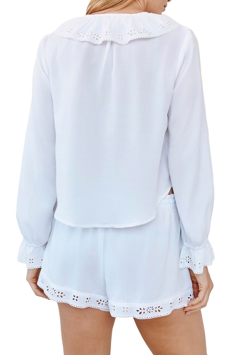 Bella Dahl Ruffle Tie Neck Top, Alternate, color, White
