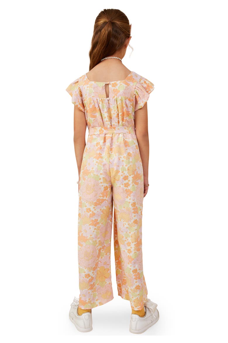Kids' Floral Print Flutter Sleeve Jumpsuit, Alternate, color, PINK