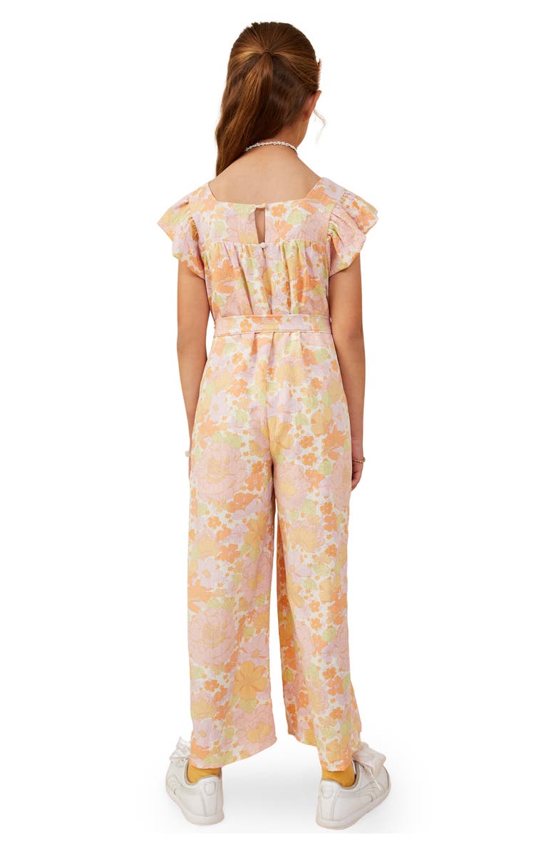 Hayden Girls Kids' Floral Print Flutter Sleeve Jumpsuit, Alternate, color, Pink