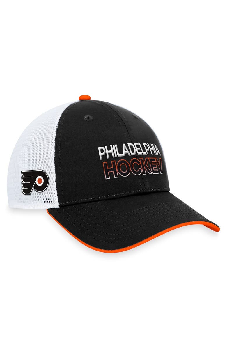 FANATICS Men's Fanatics Branded Black Philadelphia Flyers Authentic Pro Rink Trucker Adjustable Hat, Main, color,
