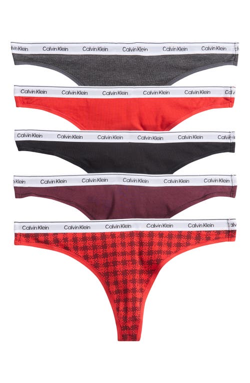 Calvin Klein Assorted 5-pack Cotton Blend Thongs In Multi
