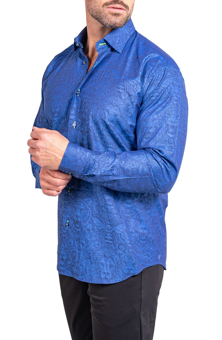 Maceoo Fibonacci Ascension Contemporary Fit Button-Up Shirt, Alternate, color, Blue