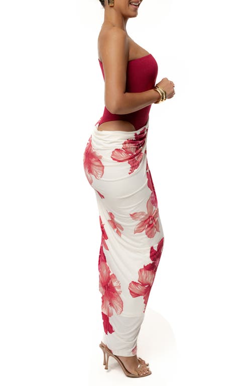 Jluxlabel Serenade One-shoulder Mixed Media Dress In Red