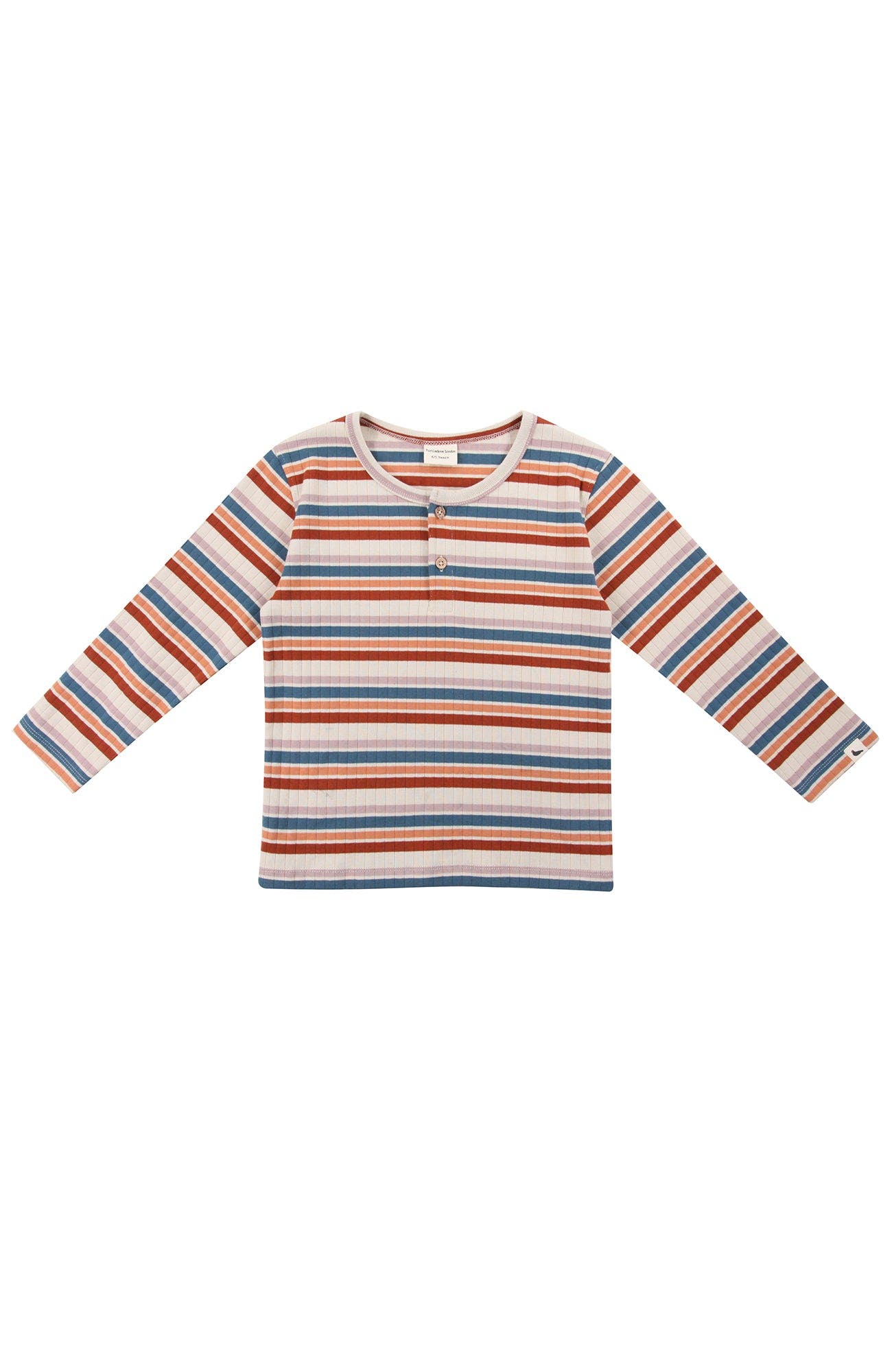 Turtledove London Kids Organic Cotton Retro Stripe Print Top in Multi 