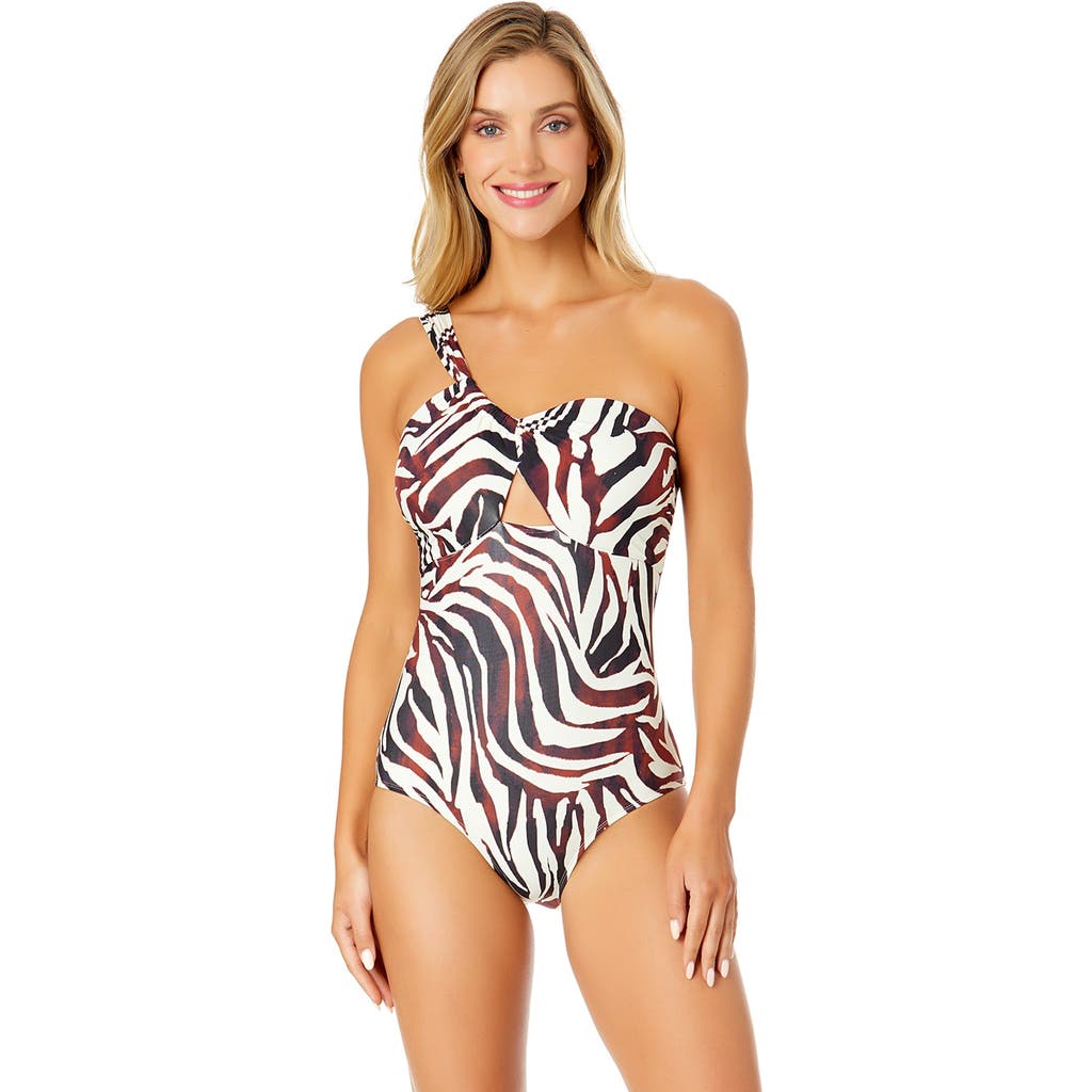 ANNE COLE TIGER DANCE ASYMMETRICAL ONE PIECE SWIMSUIT