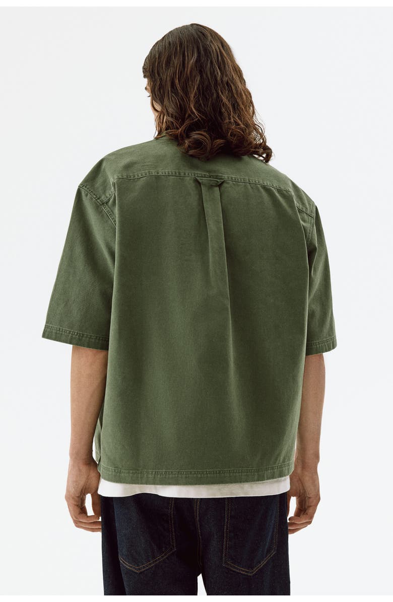 H&M Relaxed Fit Denim Shirt, Alternate, color, Khaki Green