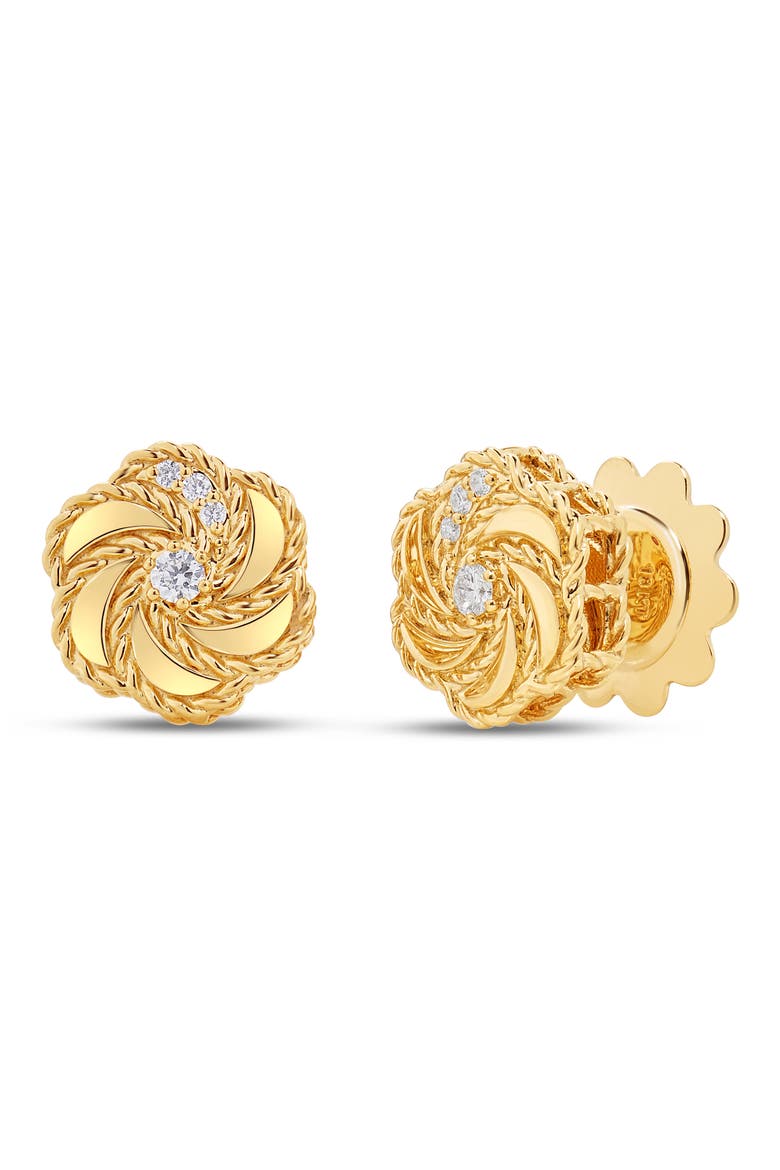 18K Yellow Gold Diamond Rose Stud Earrings (Nordstrom Exclusive), Main, color, METALLIC GOLD