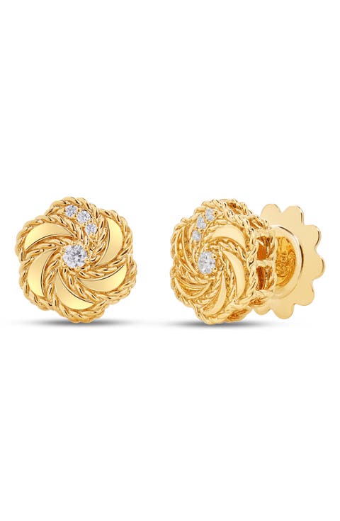 18K Yellow Gold Diamond Rose Stud Earrings (Nordstrom Exclusive)
