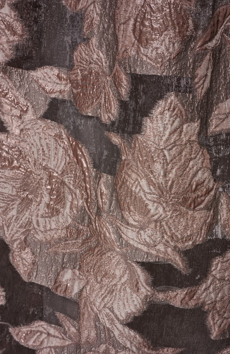 Donna Karan New York Metallic Floral Jacquard Gown, Alternate, color, Snow Petal