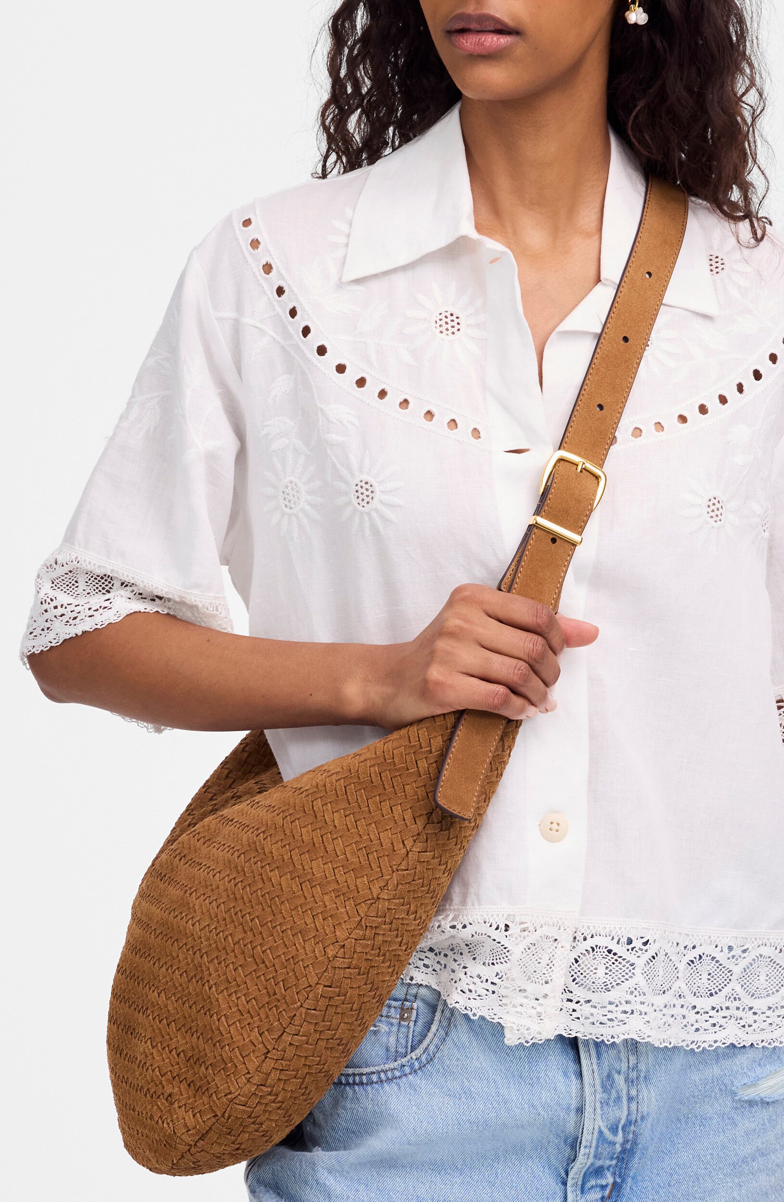 Madewell Essential Curve Shoulder Bag, Alternate, color, Dried Acorn