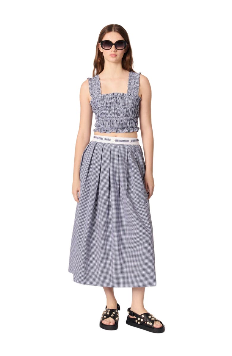maje Gingham maxi skirt, Main, color, 
