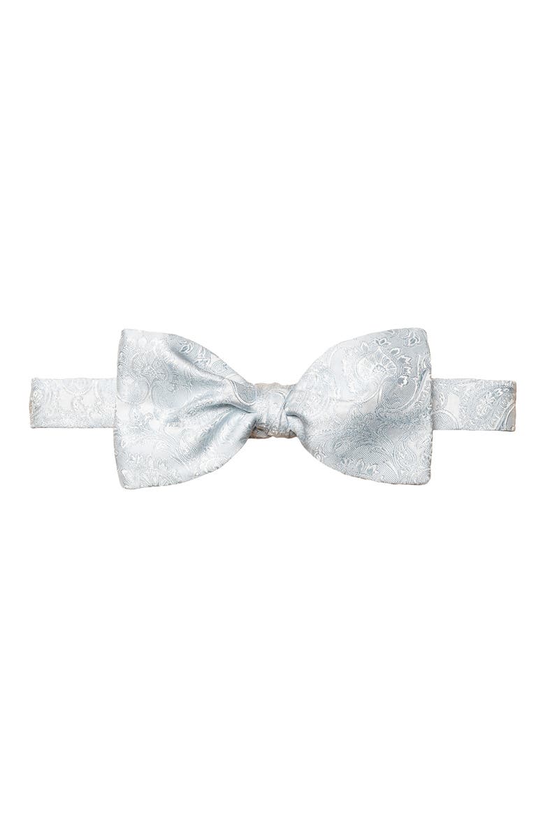 Paisley Jacquard Pre-Tied Silk Bow Tie, Main, color, LIGHT BLUE