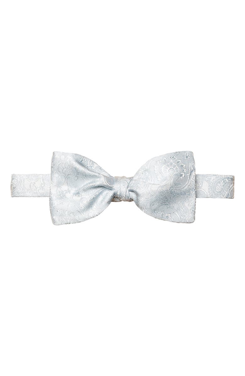 Eton Paisley Jacquard Pre-Tied Silk Bow Tie, Main, color, Light Blue