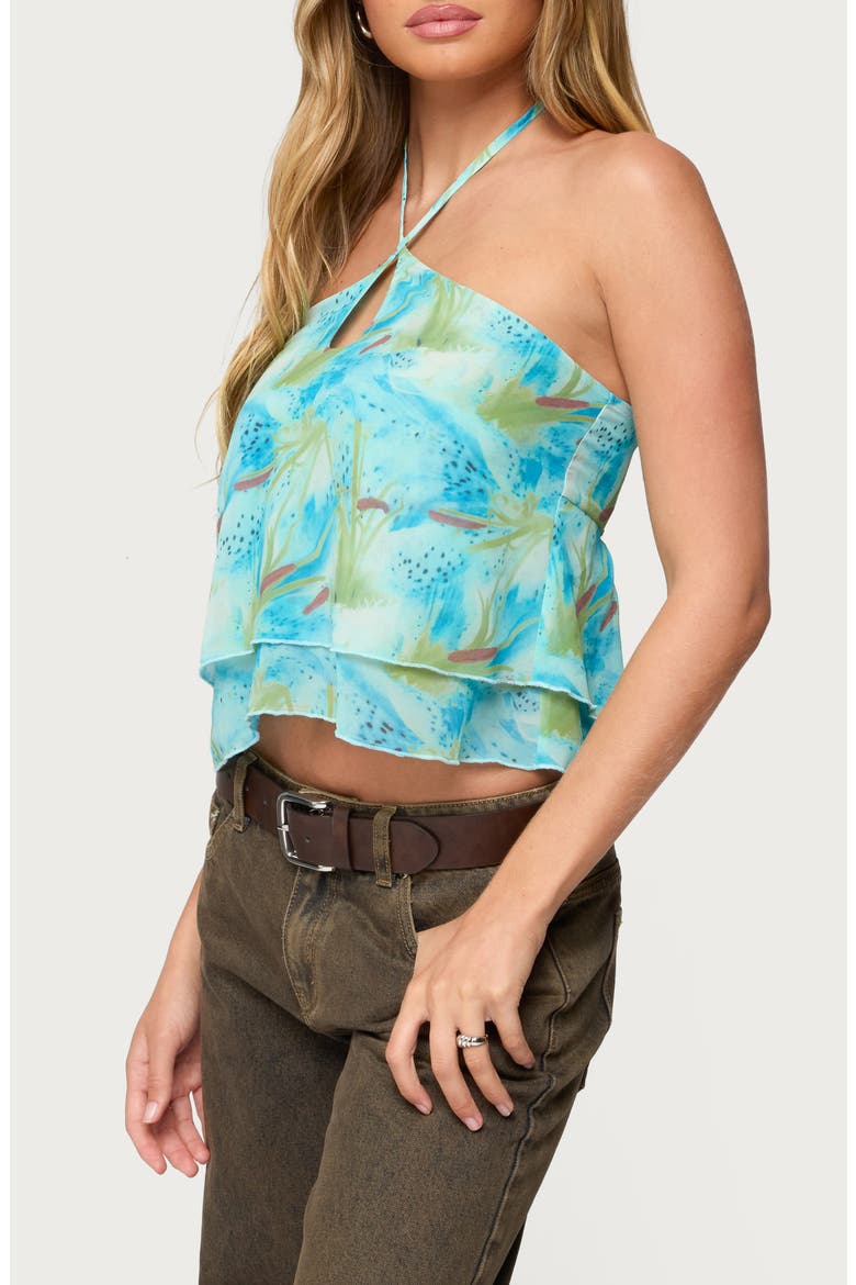 Dragon Lily Tiered Chiffon Halter Top, Alternate, color, BLUE