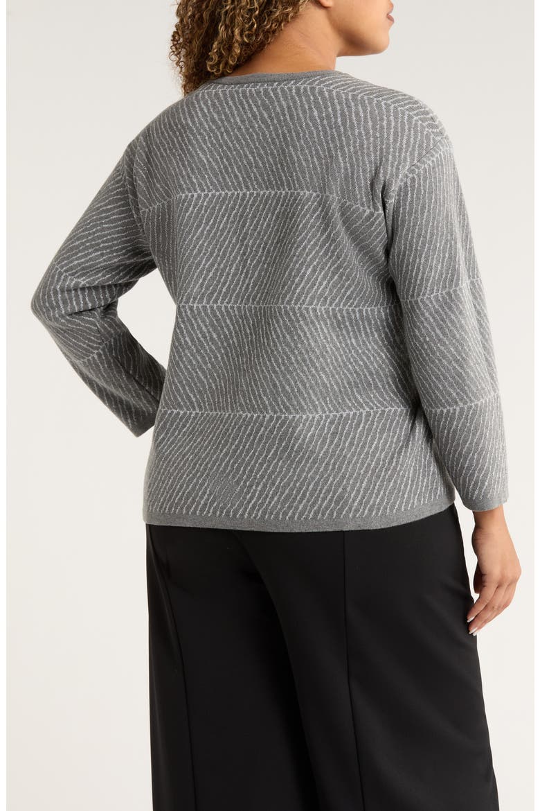 Jacquard Crewneck Sweater, Alternate, color, SMOKE HEATHER/ SILVER