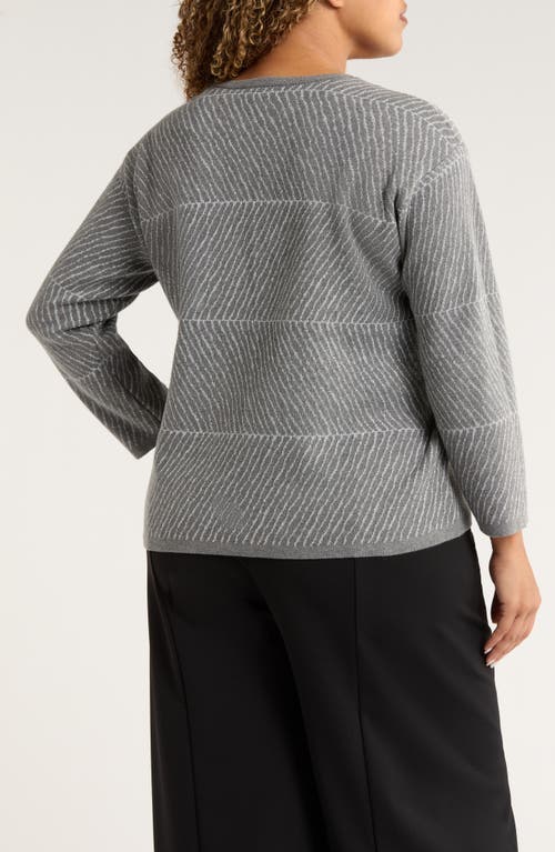 Jones New York Jacquard Crewneck Sweater In Gray