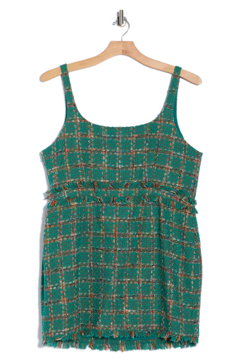Valli Sleeveless Tweed Minidress, Alternate, color, GREEN WINDOWPANE TWEED