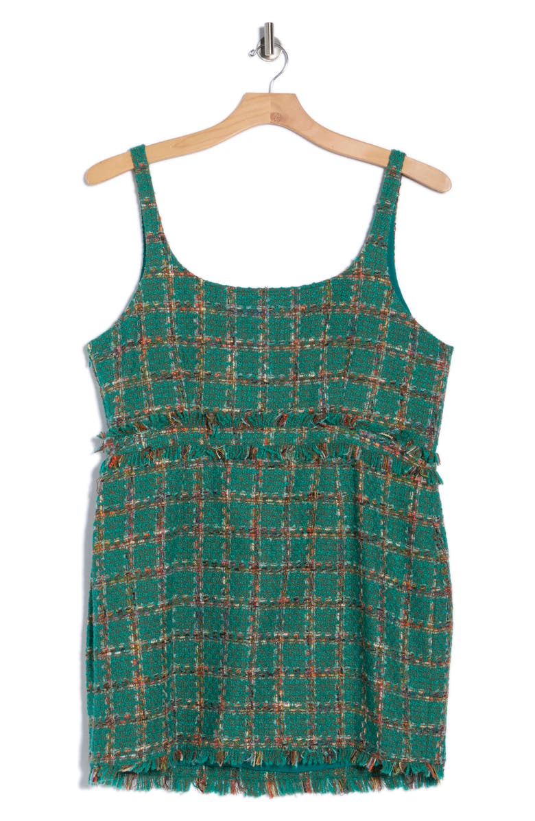 L'AGENCE Valli Sleeveless Tweed Minidress, Alternate, color, Green Windowpane Tweed