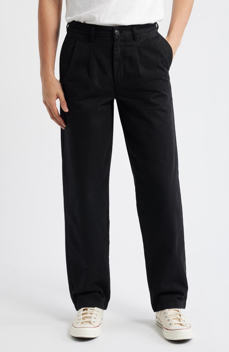 Noah Twill Double Pleat Cotton Pants, Main, color, Black