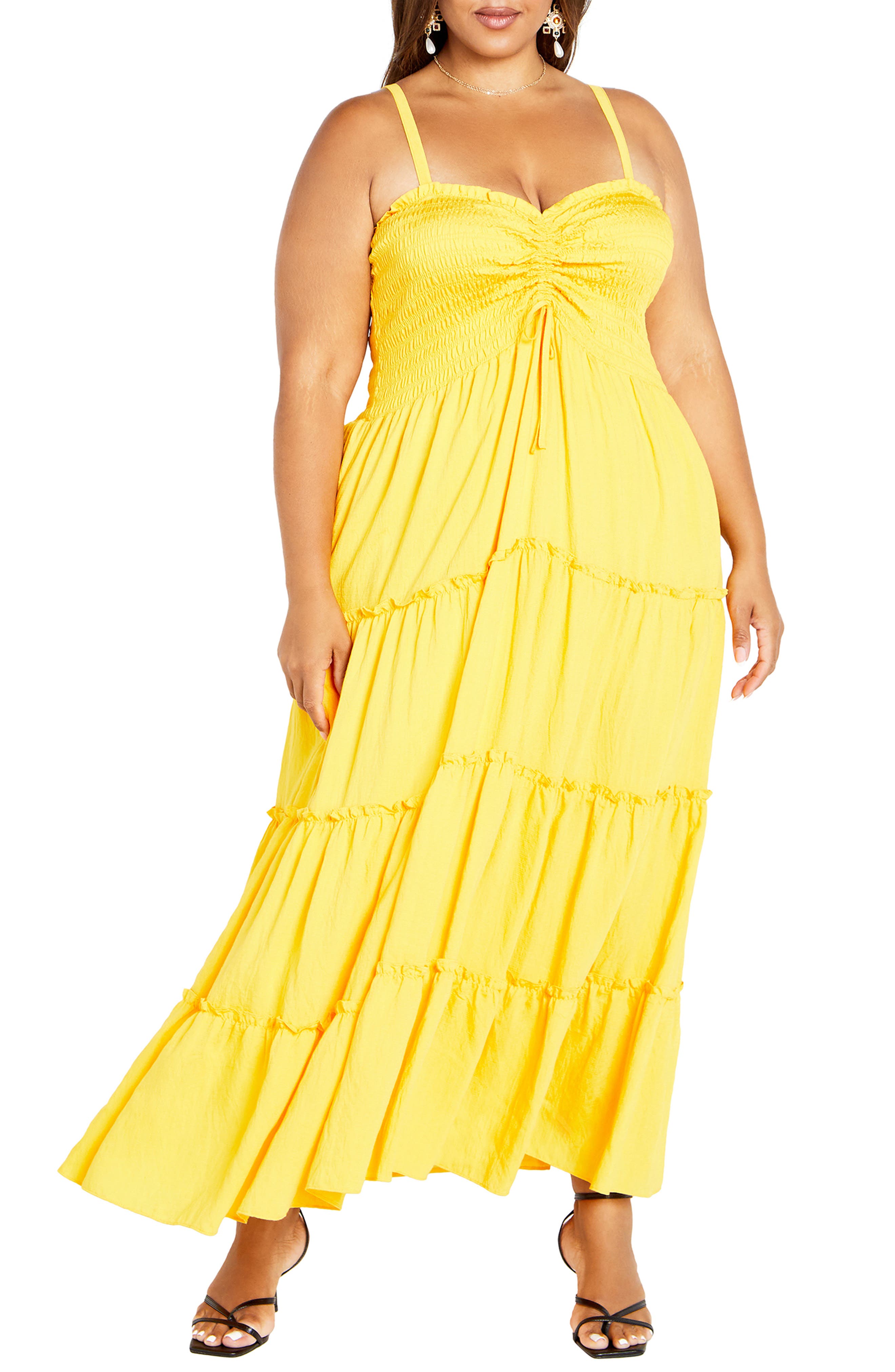 City Chic Alisa Smocked Sleeveless Maxi Dress