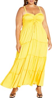 City Chic Alisa Smocked Sleeveless Maxi Dress