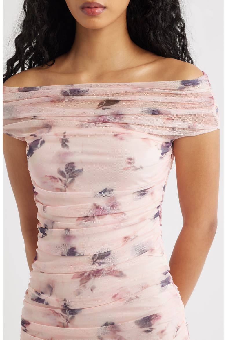 Claudia Floral Ruched Midi Dress, Alternate, color, PINK FLORAL