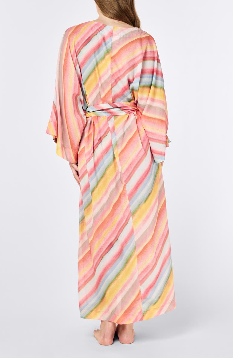 Papinelle Sophie Stripe Cotton Robe, Alternate, color, Sorbet Pink
