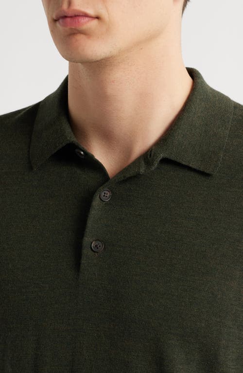 Vince Long Sleeve Merino Wool Polo In Green