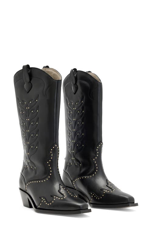 Allsaints Dolly Studded Western Boot In Black
