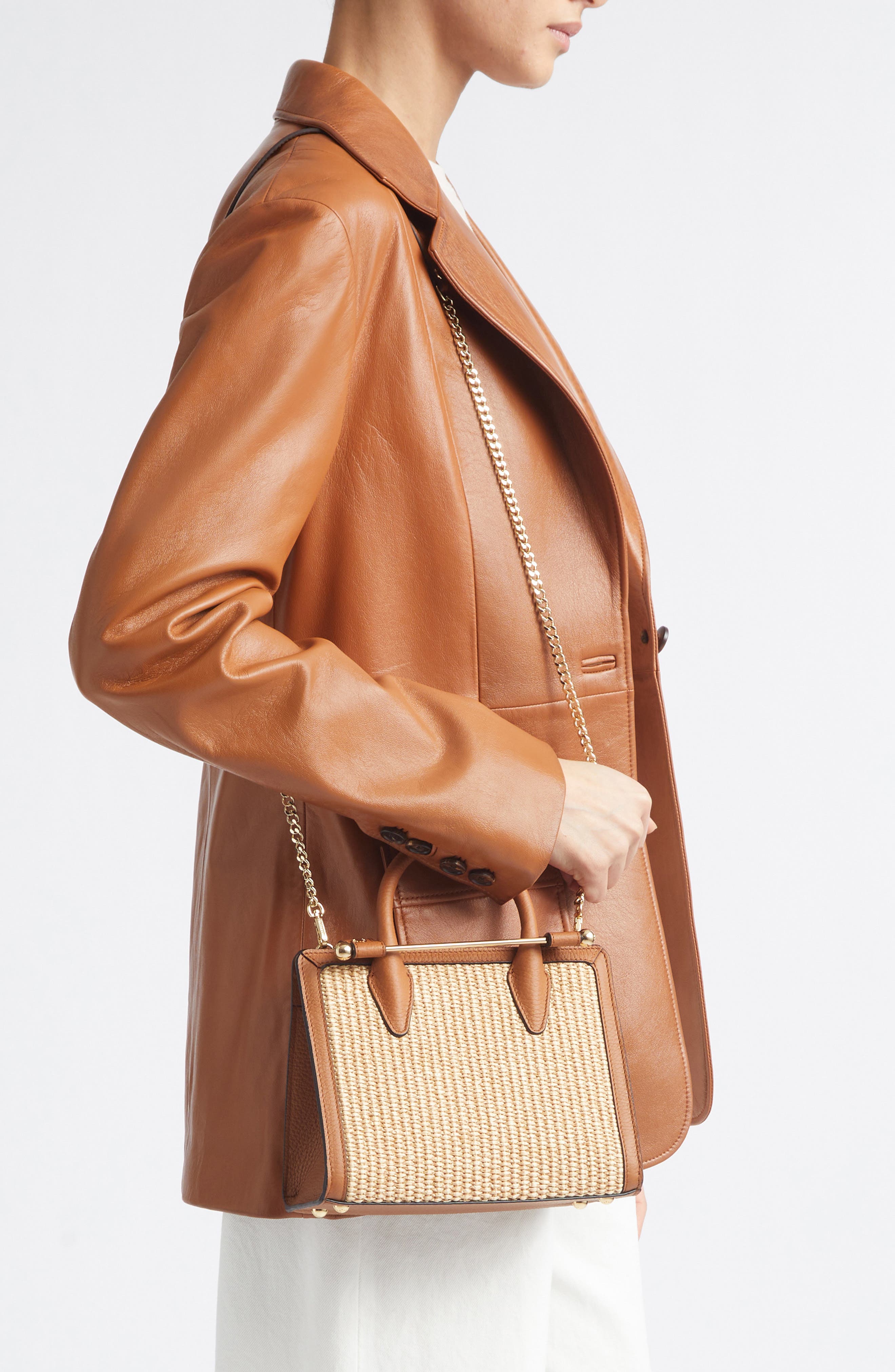 Strathberry Mini Woven Raffia Tote, Alternate, color, Tan/ Natural
