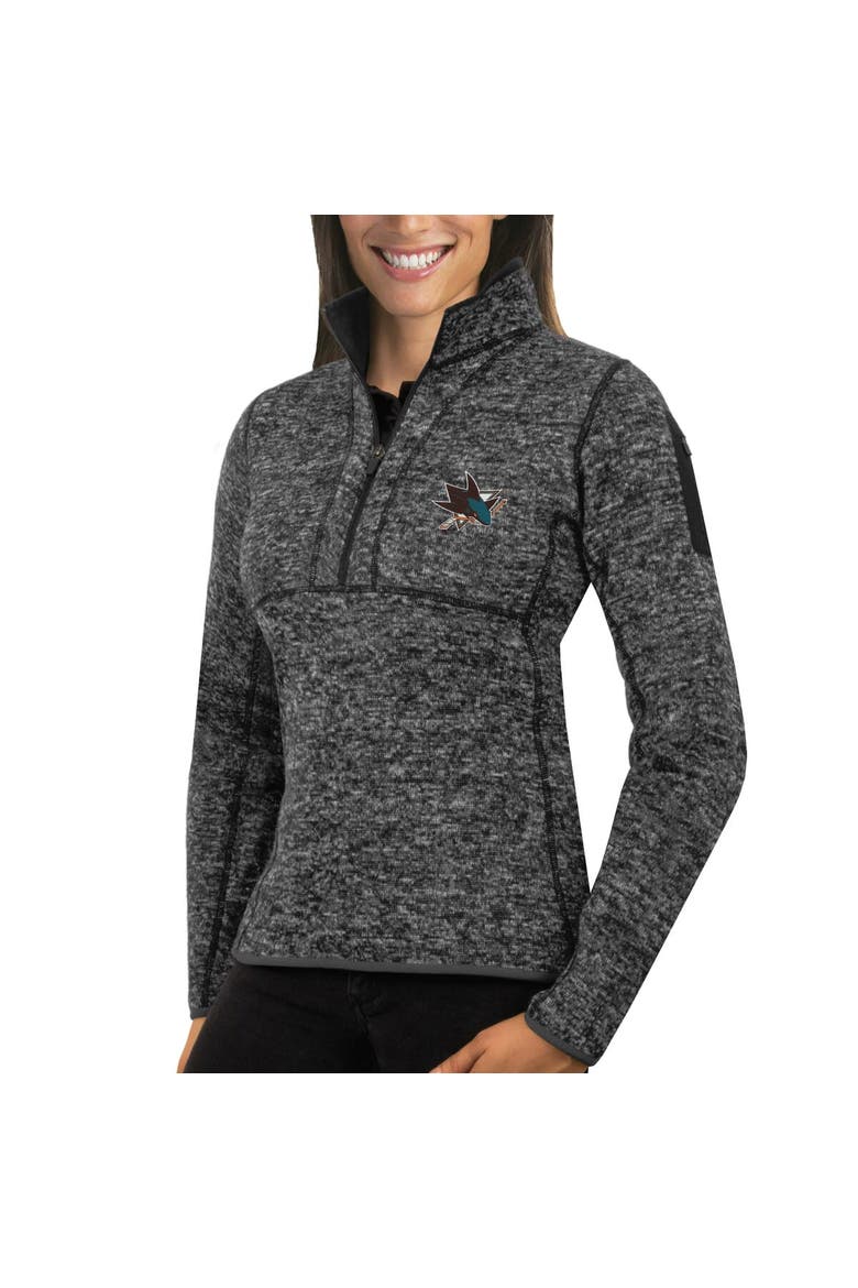 Women's Antigua Charcoal San Jose Sharks Fortune Half-Zip Sweatshirt, Alternate, color, Charcoal