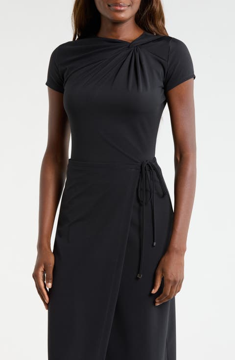 Asymmetric Twist Neck Crop T-Shirt