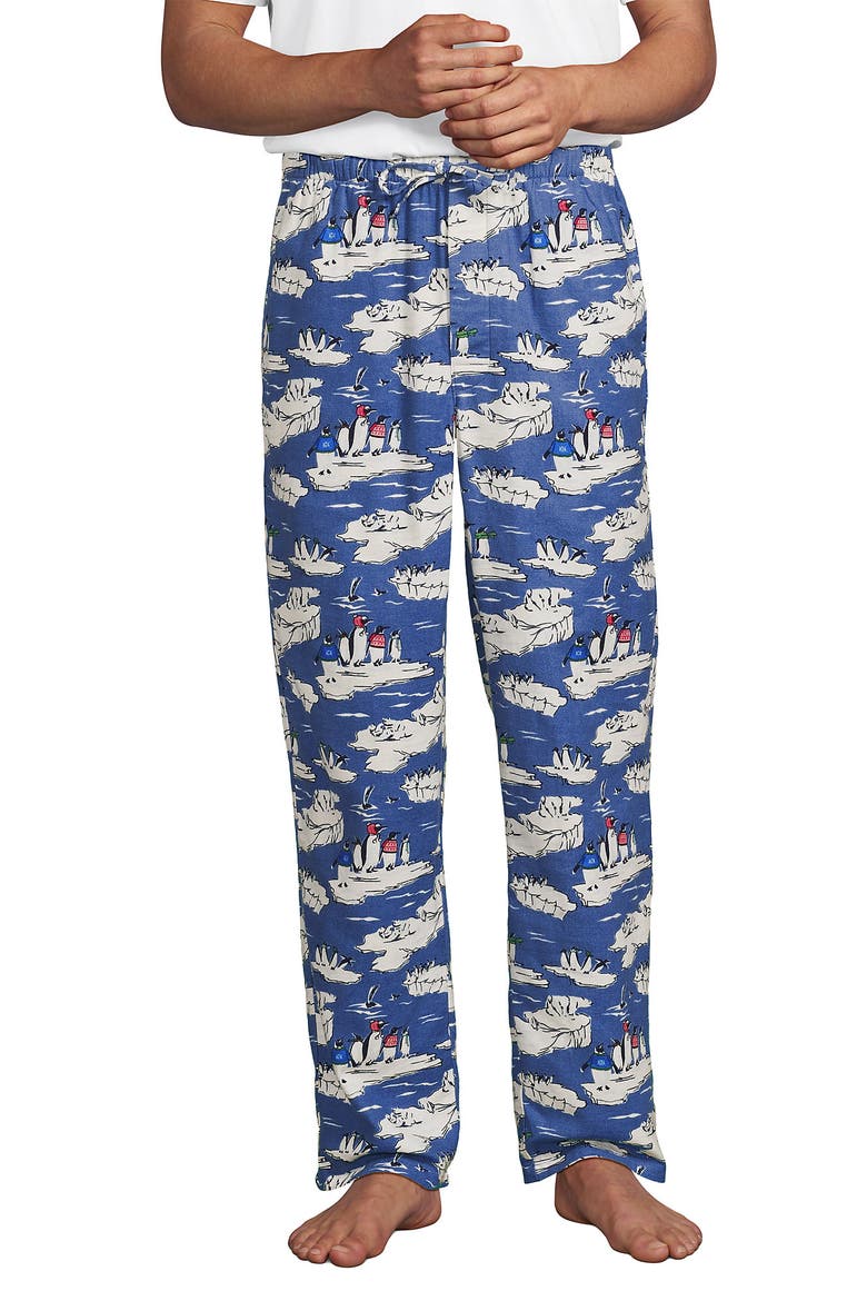 Flannel Pajama Pants, Main, color, Cobalt Blue Holiday Penguins