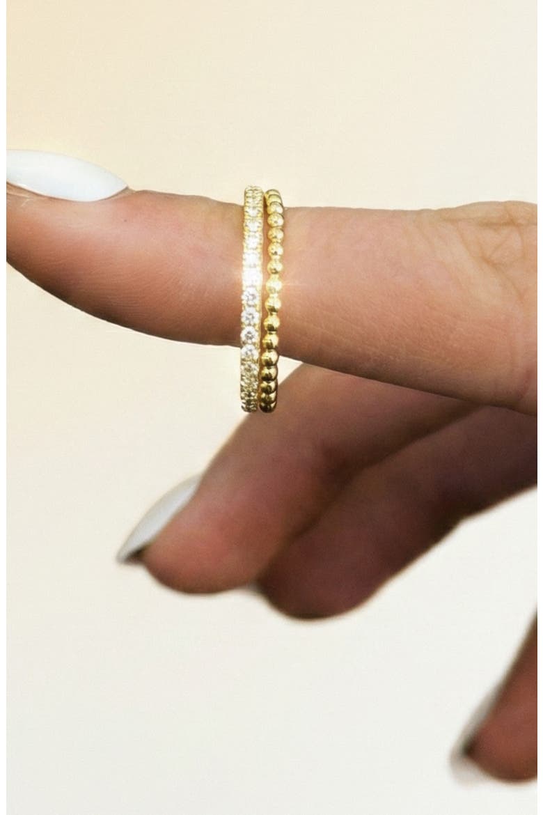 Bezel Set Cubic Zirconia & Milgrain Ring Set, Alternate, color, GOLD