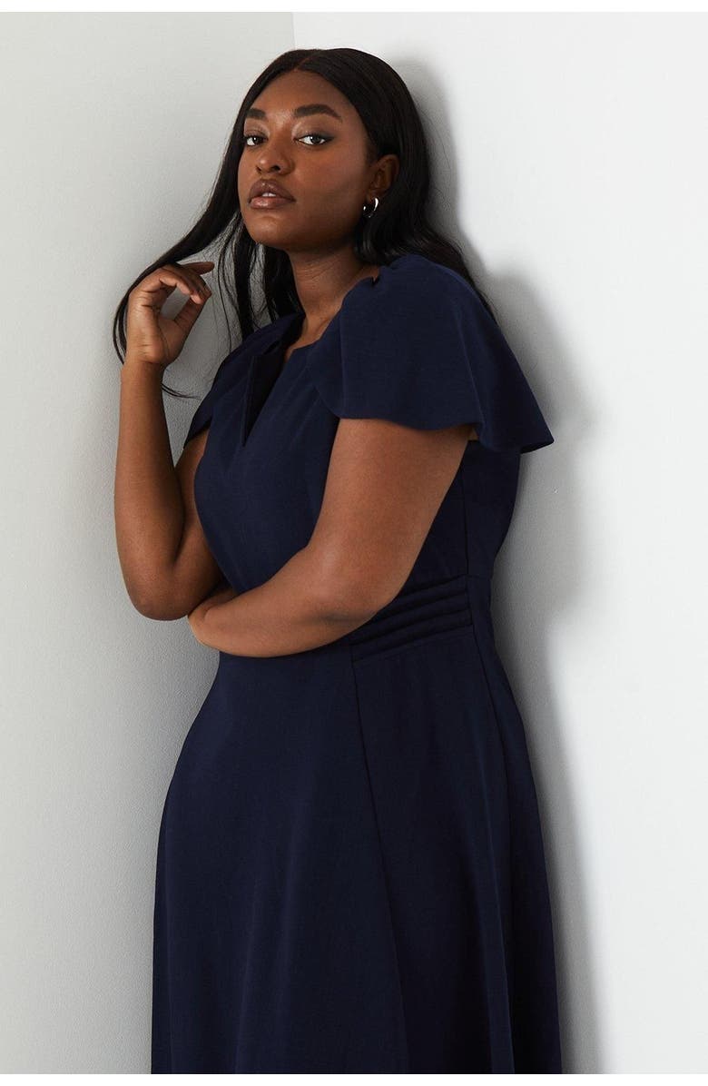 Coast Plus V Neck Ponte Midi Dress, Alternate, color, Navy