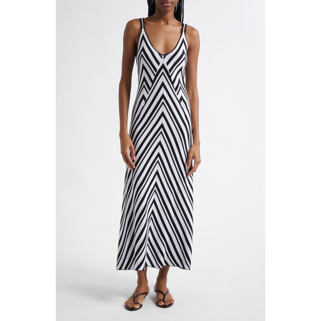 Farm Rio Chevron Stripe Sweater Dress In Black And White
